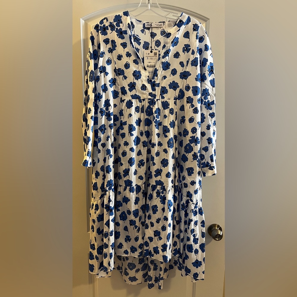 Zara Blue Floral Print Dress